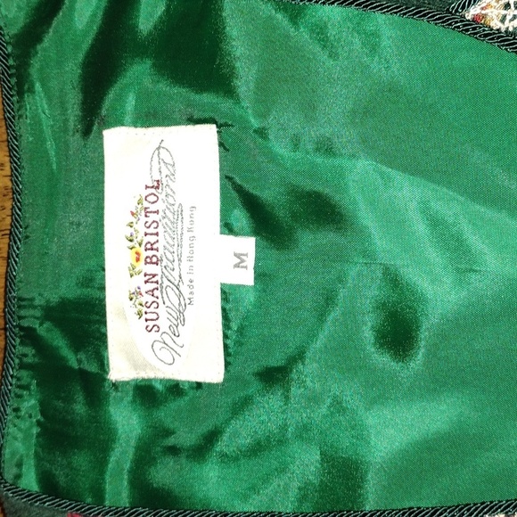 Vintage Lined Corduroy Plaid Embroidered Christmas Vest Patchwork M - Picture 4 of 6